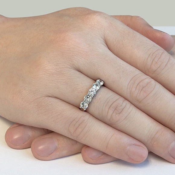 1.25 ct. Round Diamond Five Stone Wedding Band-VIRABYANI